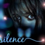 Photo o a girl hiding behind the word silence